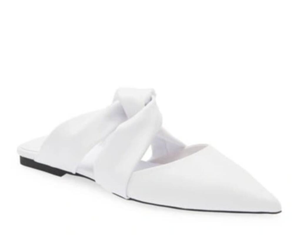 Jeffrey Campbell Tied Down Knot Mule 7 White NWOT Flats Shower Grad Wedding